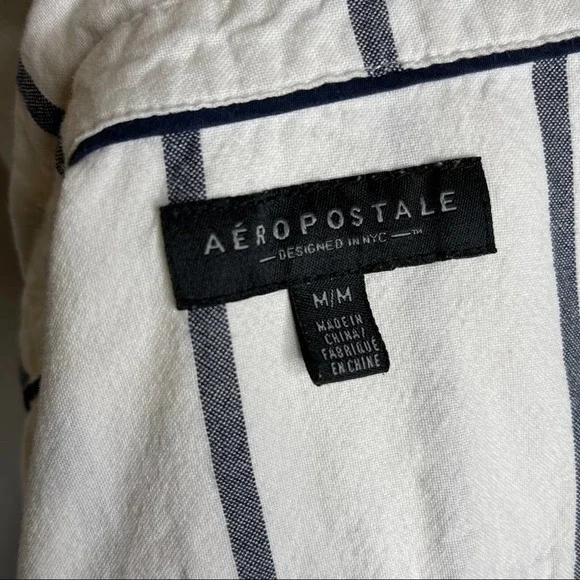 A25). Aeropostale NYC Men Button Down Shirt Long Sleeve - Picture 13 of 15